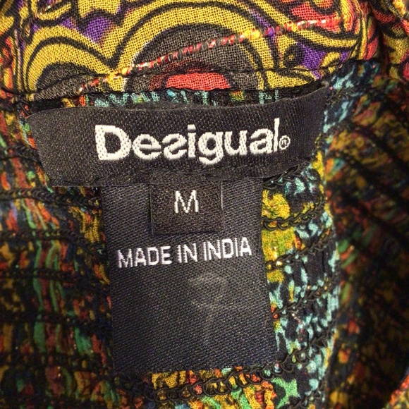 Desigual women's blouse gold size Medium casual evening out art to wear colorful - Picture 8 of 9